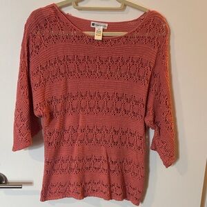 Valerie Bertinelli Salmon Knit Top